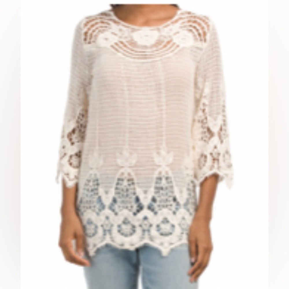 FORGOTTEN GRACE - Crochet Bell Sleeve Top- size L - Picture 9 of 9